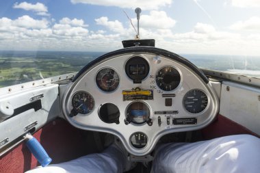 İç görünümü bir Planör Uçak kokpit ve gösterge paneli