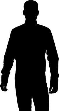 Ayakta bir genç iş adamı siluet vektör 