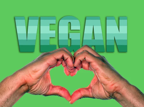 Eller çevre kavramı vegan için kalp yapma — Stok fotoğraf