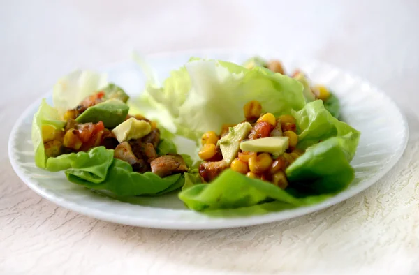 Vegan lettuce wraps with veggies — Stock Photo, Image