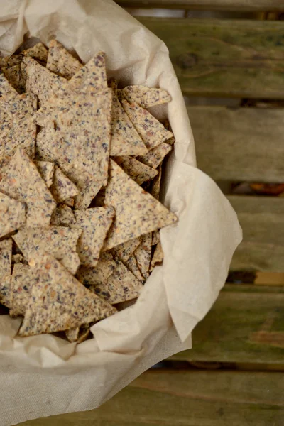 Tortilla-Chips aus Vollkornbohne — Stockfoto