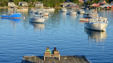 Kırsal balıkçı köyü Acadia National Park yakınındaki