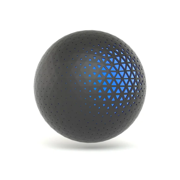 Abstrato 3D-renderização baixa esfera preta poli . — Fotografia de Stock