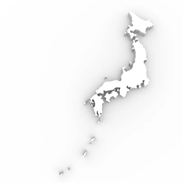 Japan Map White Background Rendering — Stock Photo, Image