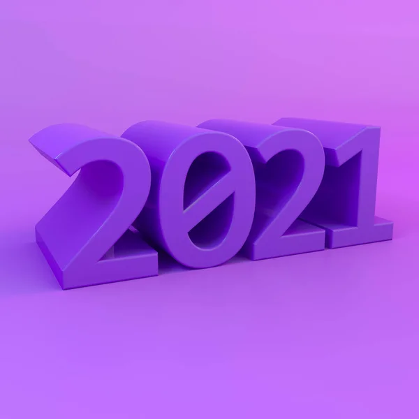 Violet Number 2021 Art Concept Rendering — Stock Photo, Image