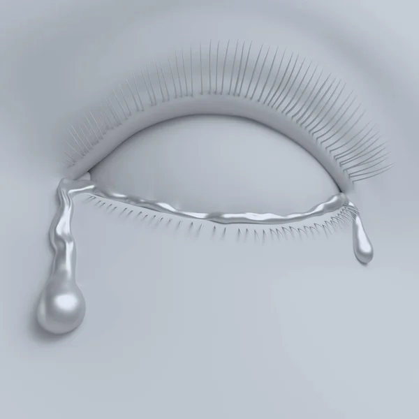 銀の涙 3Dレンダリング コンセプトアート — ストック写真