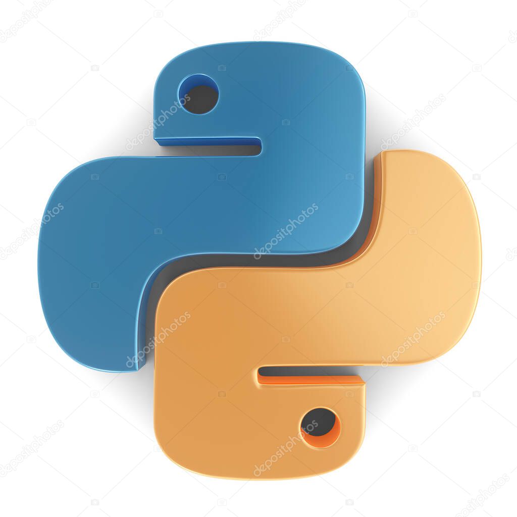 3D python symbol on white background. 3D rendering.