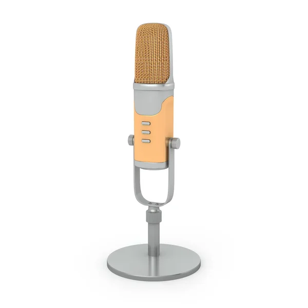 Mikrofon Tanúk Padján Arany Ezüst Alapanyagok Renderelés — Stock Fotó