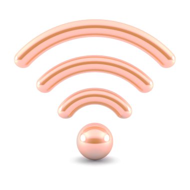 Wi-fi beyaz zemin üzerine altın iz