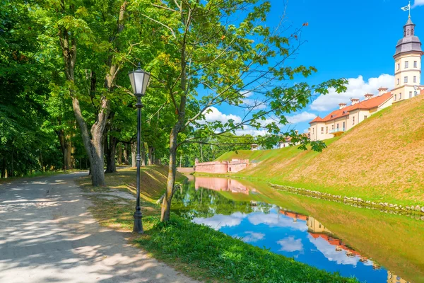 Summer park around the castle Nesvizh — Stock Photo, Image