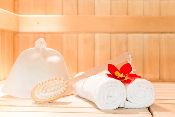 Ripresa di un oggetto per un bagno nella sauna primo piano — Foto Stock