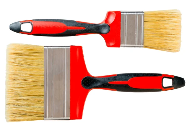 Set of two red paint brush isolated closeup — Stock Photo, Image