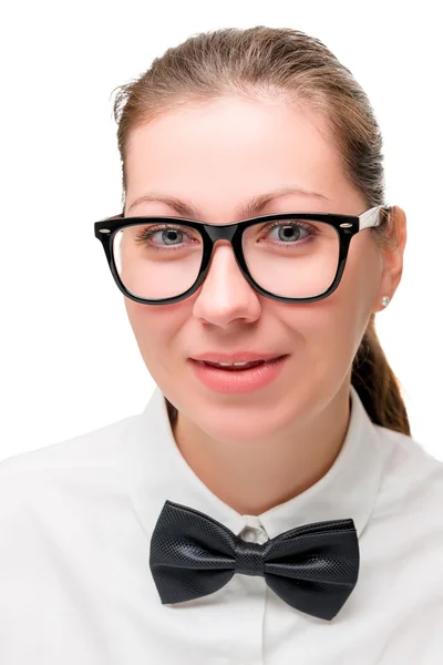 Mujer de negocios filmada en un fondo blanco en el estudio — Foto de Stock