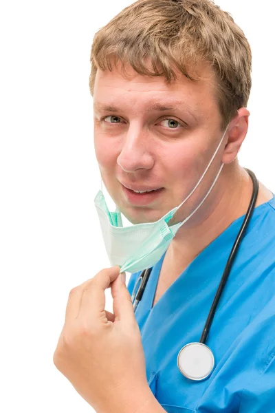 Portrait of smiling surgeon has made a successful operation — Stock Photo, Image