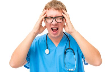 yorgun olan hastaların doktor kızgın ve çığlık isol gitti