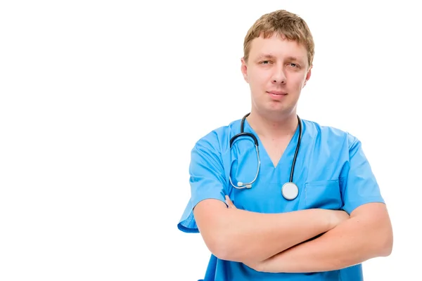 Horizontal portrait of a successful male doctor 30 years — Stock Photo, Image