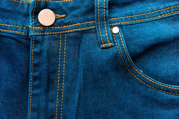 Button and front pocket of jeans close-up — Stock Photo, Image