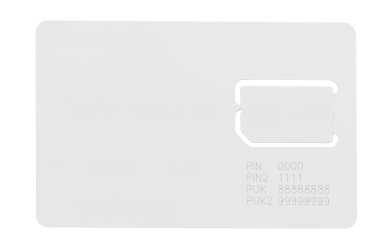 writin için boş bir alanı ile SIM kart için cep telefonu beyaz