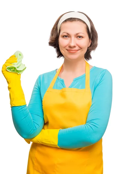 Verticale portret van een mooie huisvrouw in beschermende clothin — Stockfoto