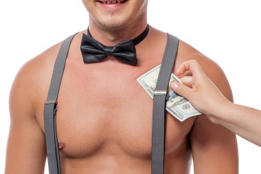 bir striptizci yakın çekim ve bahşişler çıplak göğüsler