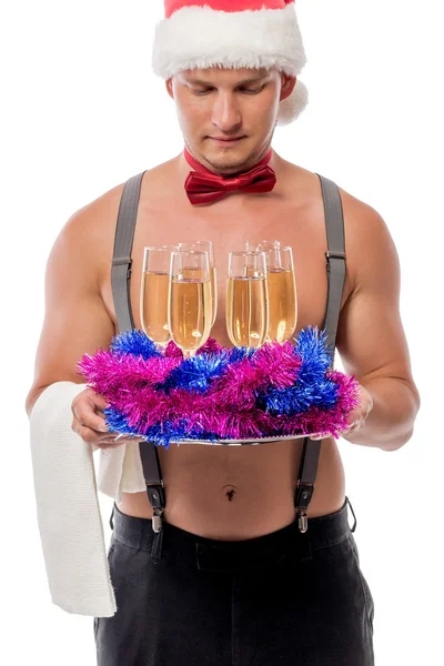 Stripper e champanhe para a despedida de solteira de Ano Novo — Fotografia de Stock