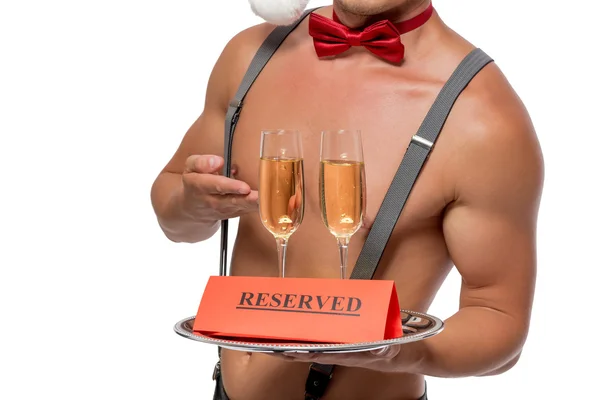 Reservera två glas champagne för par — Stockfoto