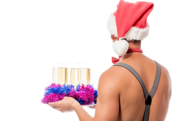 Číšník se šampaňským v novém roce pohled zezadu — Stock fotografie