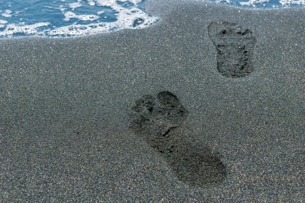 Close Footprints Sand Beach — Stock Photo, Image