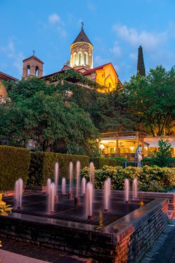 Gürcistan, Tiflis 'in akşam manzaralı kilisesi 