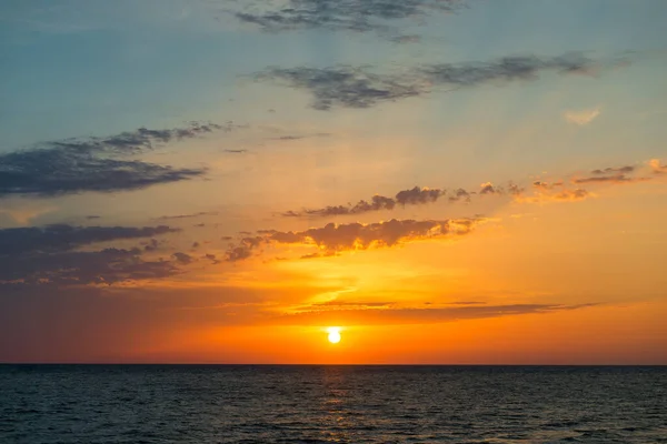 Beau Coucher Soleil Orange Sur Paysage Marin — Photo