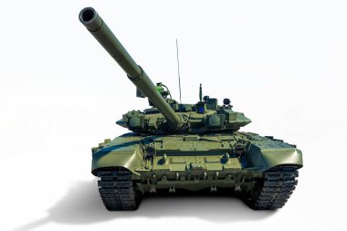 Rus askeri tankı T-90. Beyaz arkaplanda izole et