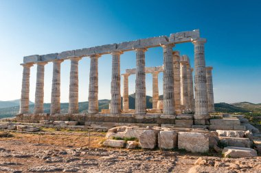 Cape Sounion Attica Yunanistan 'daki Poseidon Tapınağı