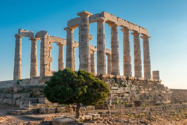 Cape Sounion Attica Yunanistan 'daki Poseidon Tapınağı