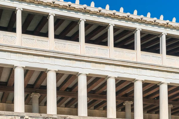 Columns Perspective Stoa Attalos Ancient Agora Athens Greece — Stock Photo, Image