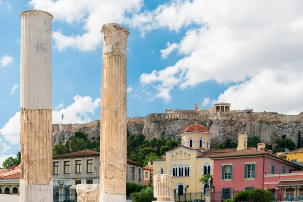 Antik Yunan Harabeleri Sütunlar Binalar Atina Yunanistan — Stok fotoğraf