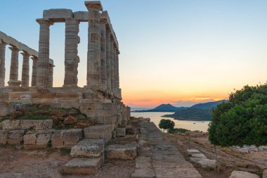 Cape Sounion Attica Yunanistan 'daki Poseidon Tapınağı