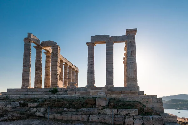 Poszeidón Temploma Cape Sounion Attica Görögország — Stock Fotó