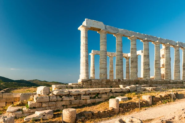 Poszeidón Temploma Cape Sounion Attica Görögország — Stock Fotó