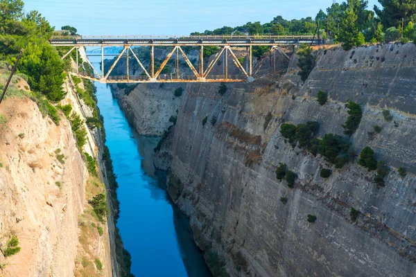 Canal Corinto Separando Grécia Continental Peloponeso — Fotografia de Stock