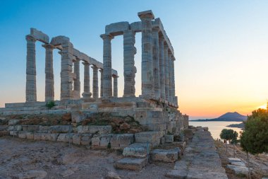 Cape Sounion Attica Yunanistan 'daki Poseidon Tapınağı