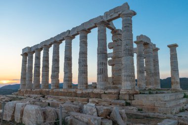 Cape Sounion Attica Yunanistan 'daki Poseidon Tapınağı