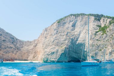 Navagio Plajı - Deniz manzaralı Batık Plaj, Zakynthos Adası, Yunanistan