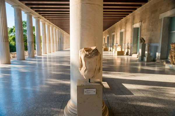 Perspectiva Das Colunas Stoa Attalos Ágora Antiga Atenas Greece — Fotografia de Stock