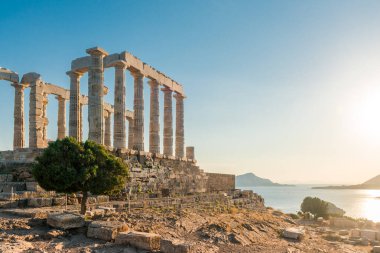 Cape Sounion Attica Yunanistan 'daki Poseidon Tapınağı