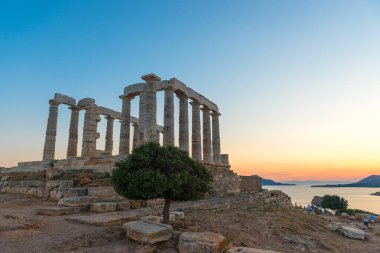 Cape Sounion Attica Yunanistan 'daki Poseidon Tapınağı