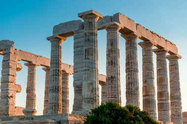 Cape Sounion Attica Yunanistan 'daki Poseidon Tapınağı