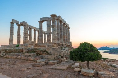 Cape Sounion Attica Yunanistan 'daki Poseidon Tapınağı