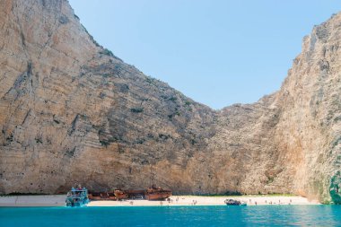 Navagio Plajı - Deniz manzaralı Batık Plaj, Zakynthos Adası, Yunanistan