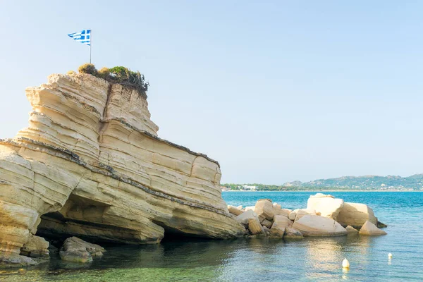 Felsige Küste Der Griechischen Insel Und Meerblick Landschaft Griechenland — Stockfoto