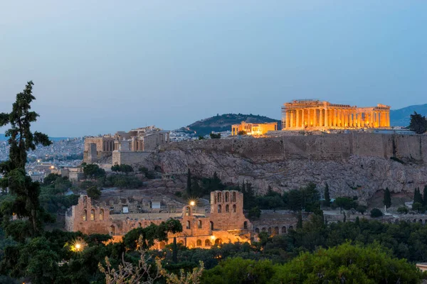 希腊雅典的帕台农神庙雅典卫城山 — 图库照片